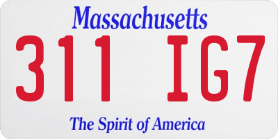 MA license plate 311IG7