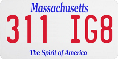 MA license plate 311IG8