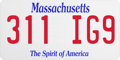 MA license plate 311IG9