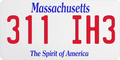 MA license plate 311IH3