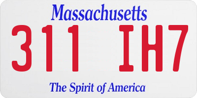 MA license plate 311IH7
