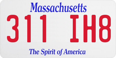 MA license plate 311IH8