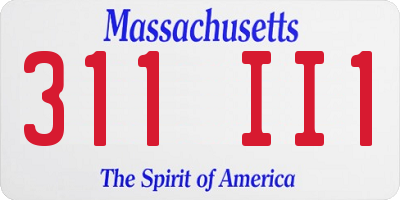 MA license plate 311II1