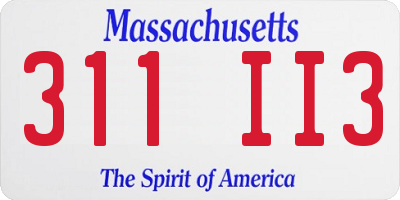 MA license plate 311II3
