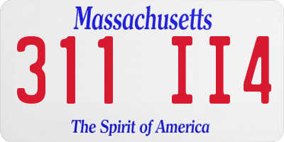MA license plate 311II4
