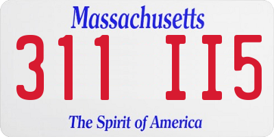 MA license plate 311II5