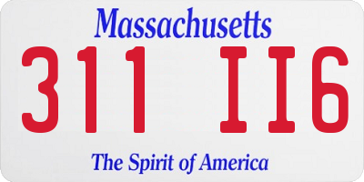 MA license plate 311II6