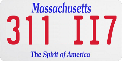 MA license plate 311II7