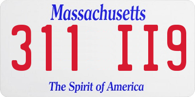 MA license plate 311II9