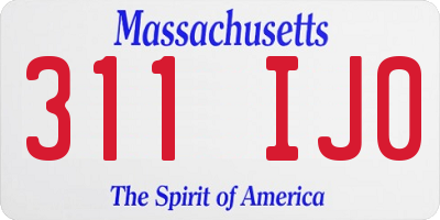MA license plate 311IJ0
