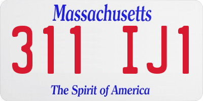 MA license plate 311IJ1