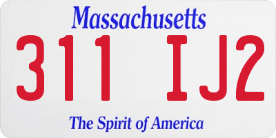MA license plate 311IJ2