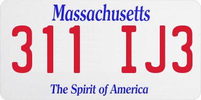 MA license plate 311IJ3