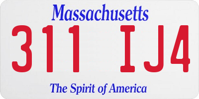 MA license plate 311IJ4