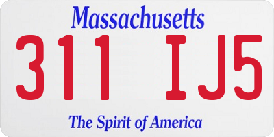 MA license plate 311IJ5