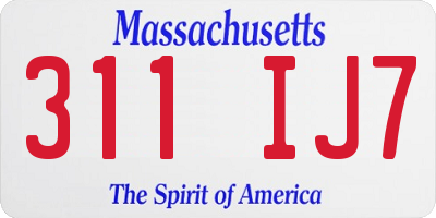 MA license plate 311IJ7