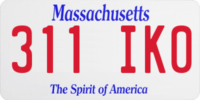 MA license plate 311IK0