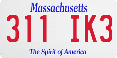 MA license plate 311IK3