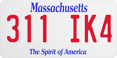 MA license plate 311IK4