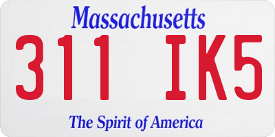 MA license plate 311IK5