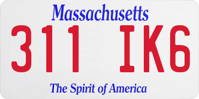MA license plate 311IK6