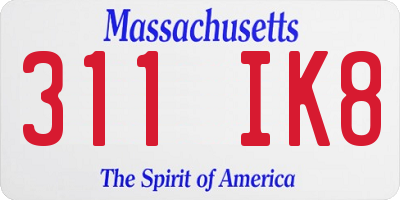 MA license plate 311IK8