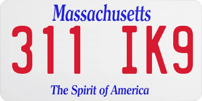 MA license plate 311IK9