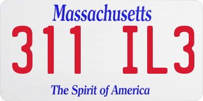 MA license plate 311IL3