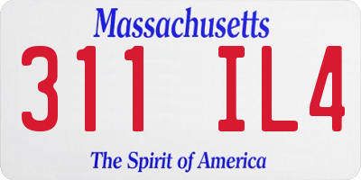 MA license plate 311IL4