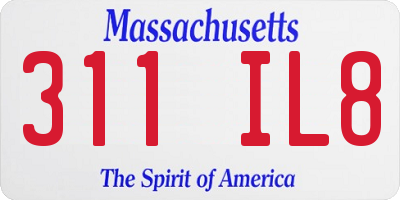 MA license plate 311IL8