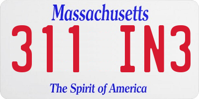 MA license plate 311IN3