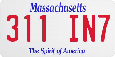 MA license plate 311IN7