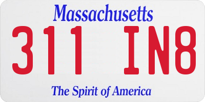 MA license plate 311IN8