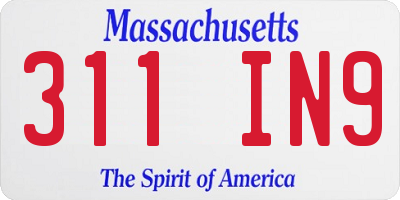 MA license plate 311IN9