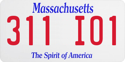 MA license plate 311IO1
