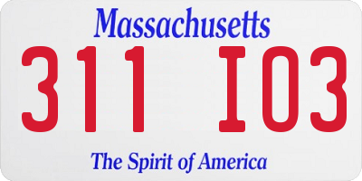 MA license plate 311IO3