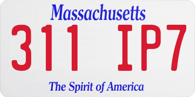 MA license plate 311IP7