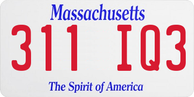 MA license plate 311IQ3