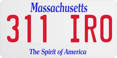 MA license plate 311IR0
