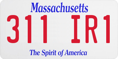 MA license plate 311IR1