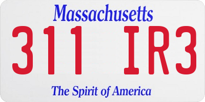 MA license plate 311IR3