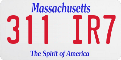 MA license plate 311IR7