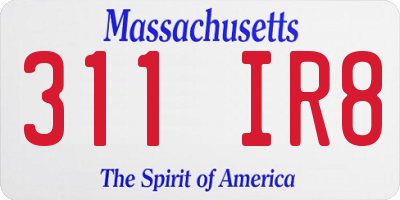 MA license plate 311IR8