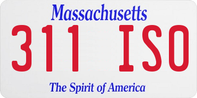 MA license plate 311IS0