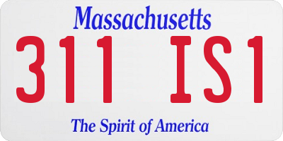 MA license plate 311IS1