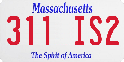 MA license plate 311IS2