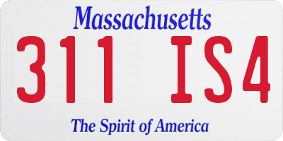 MA license plate 311IS4