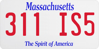 MA license plate 311IS5