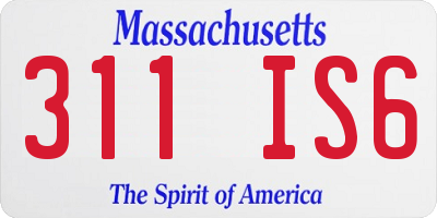 MA license plate 311IS6
