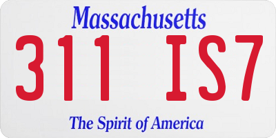 MA license plate 311IS7
